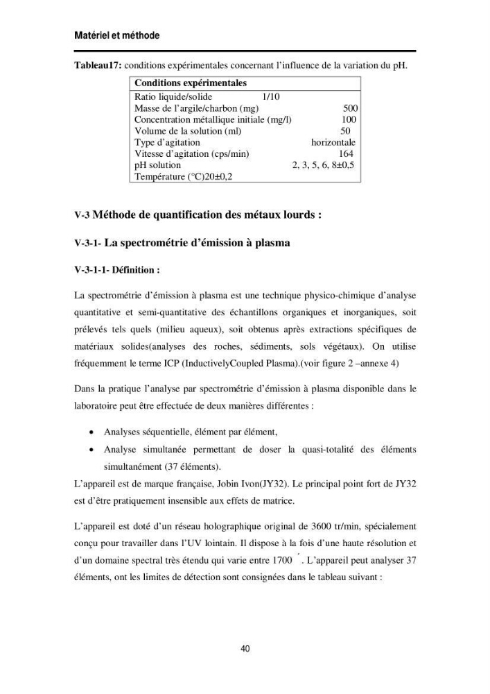 Elimination des métaux traces dans l\'eau par adsorption sur les matériaux argileux