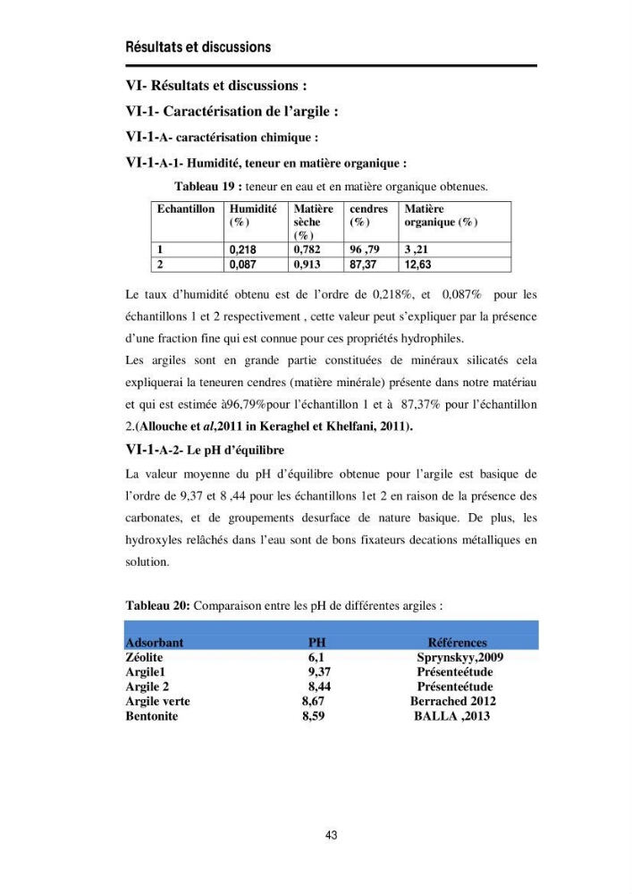 Elimination des métaux traces dans l\'eau par adsorption sur les matériaux argileux