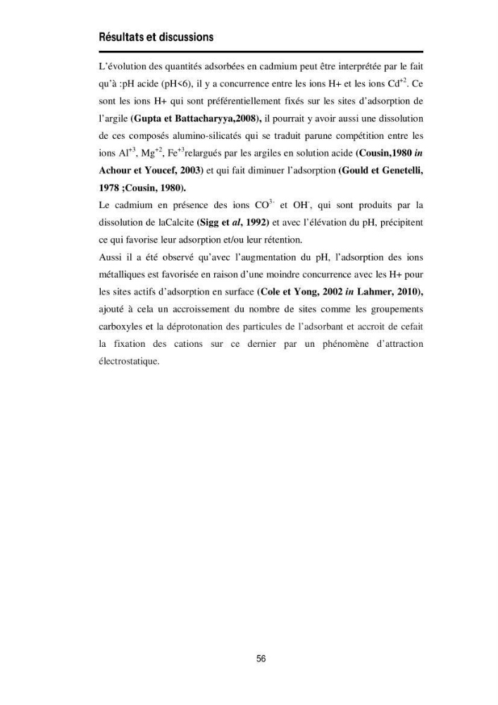 Elimination des métaux traces dans l\'eau par adsorption sur les matériaux argileux