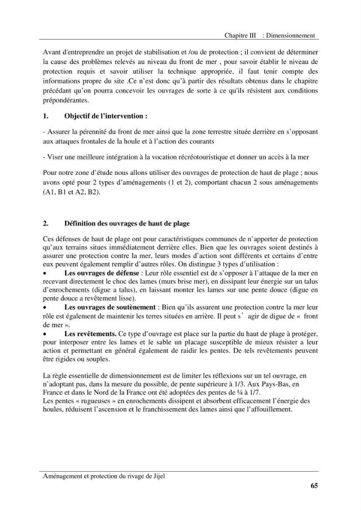 Aménagement et protection du rivage de Jijel: