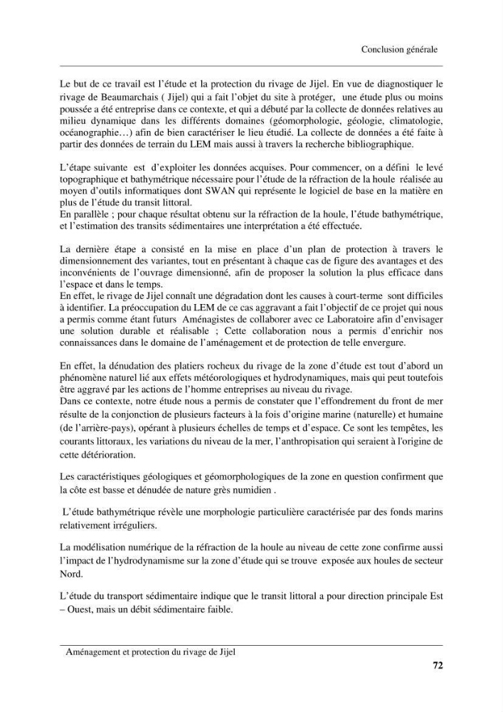 Aménagement et protection du rivage de Jijel: