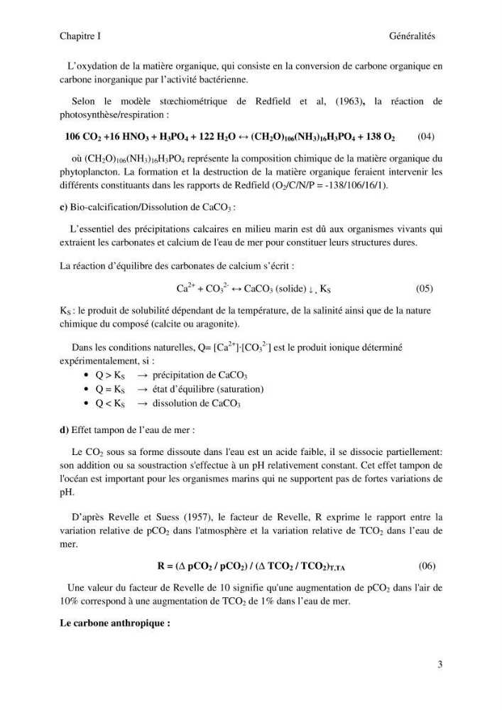 Etude des paramètres du système des carbonates dans le bassin Algérien