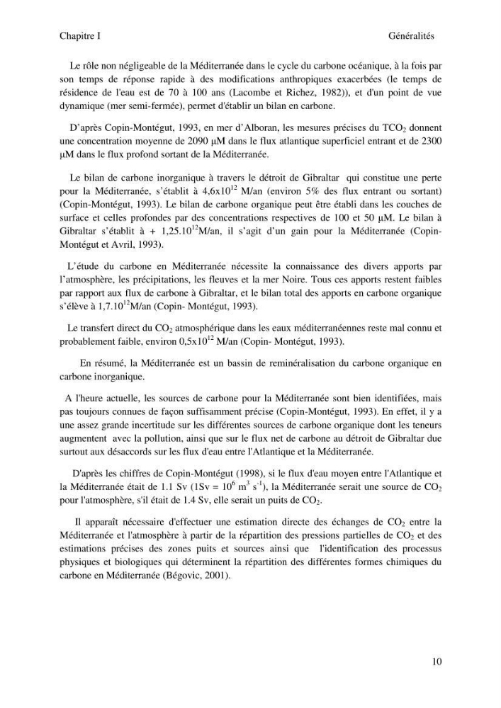 Etude des paramètres du système des carbonates dans le bassin Algérien