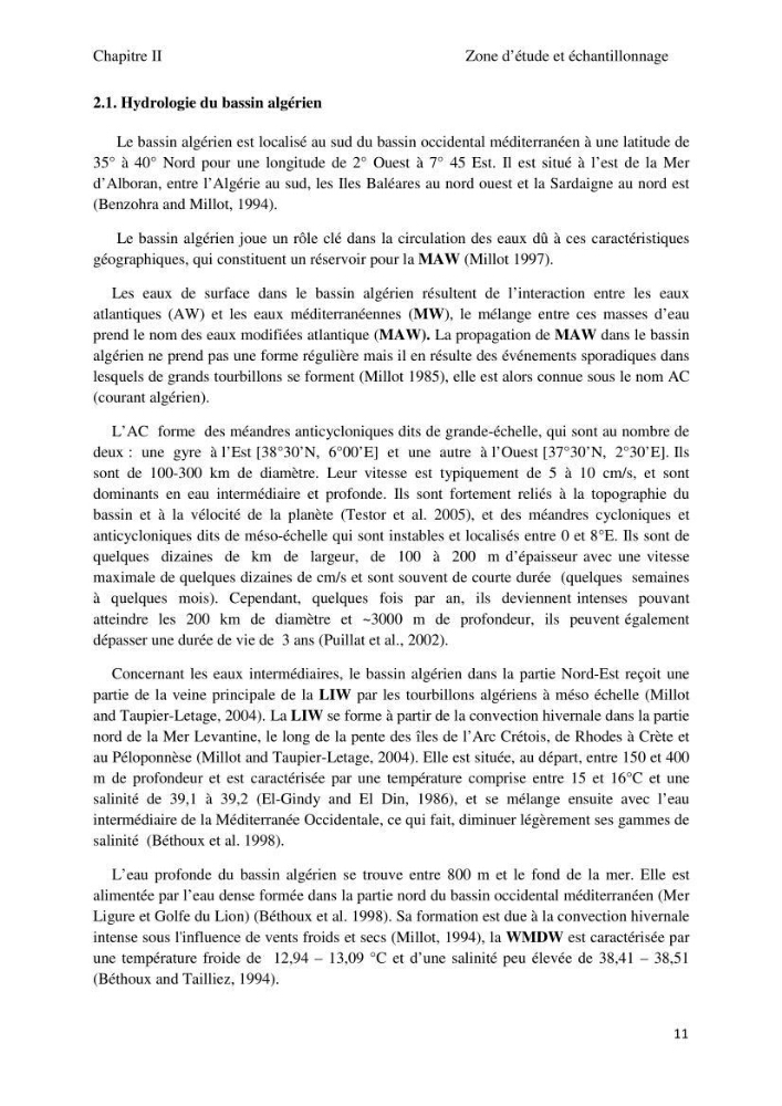 Etude des paramètres du système des carbonates dans le bassin Algérien