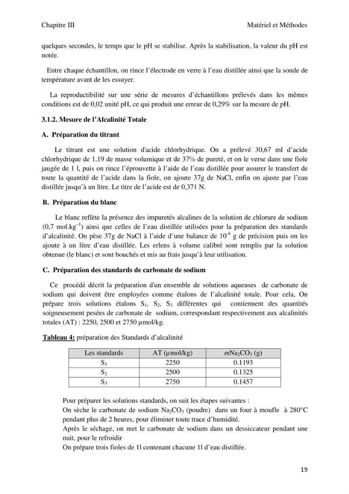 Etude des paramètres du système des carbonates dans le bassin Algérien