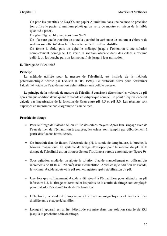 Etude des paramètres du système des carbonates dans le bassin Algérien