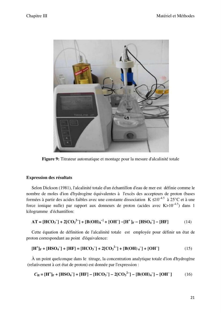 Etude des paramètres du système des carbonates dans le bassin Algérien