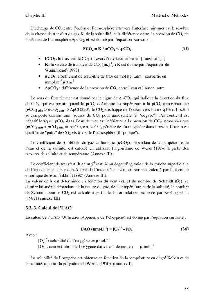 Etude des paramètres du système des carbonates dans le bassin Algérien