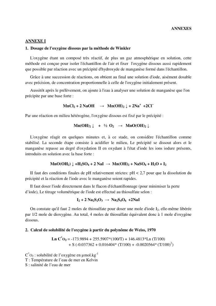 Etude des paramètres du système des carbonates dans le bassin Algérien