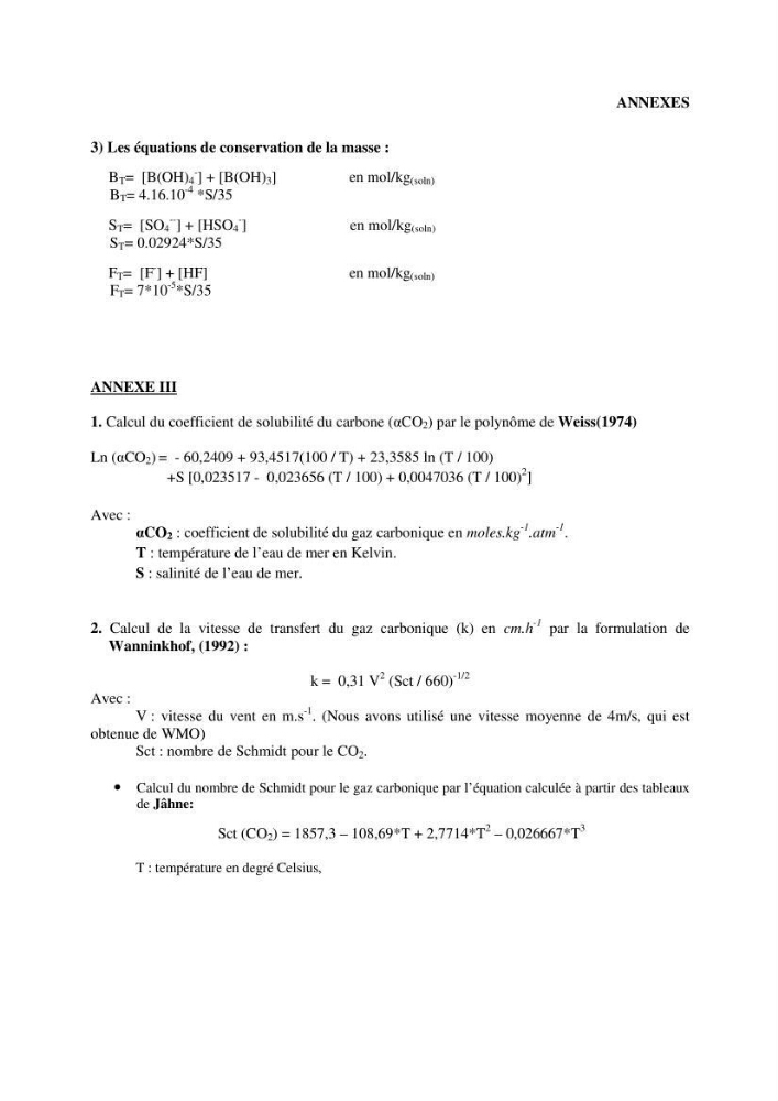 Etude des paramètres du système des carbonates dans le bassin Algérien