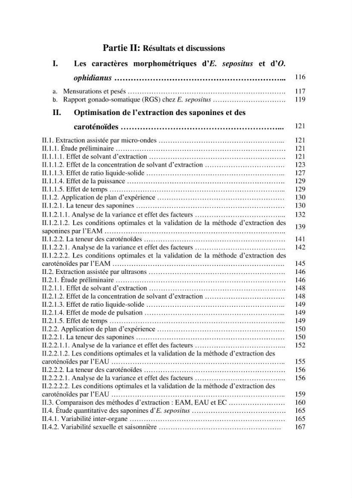 Optimisation des conditions d’extraction par micro-ondes et ultrasons des saponines et des caroténoïdes de deux Échinodermes Astéroidea de la marge algérienne (Echinaster sepositus et Ophidiaster ophidianus) et étude de leurs activités biologiques