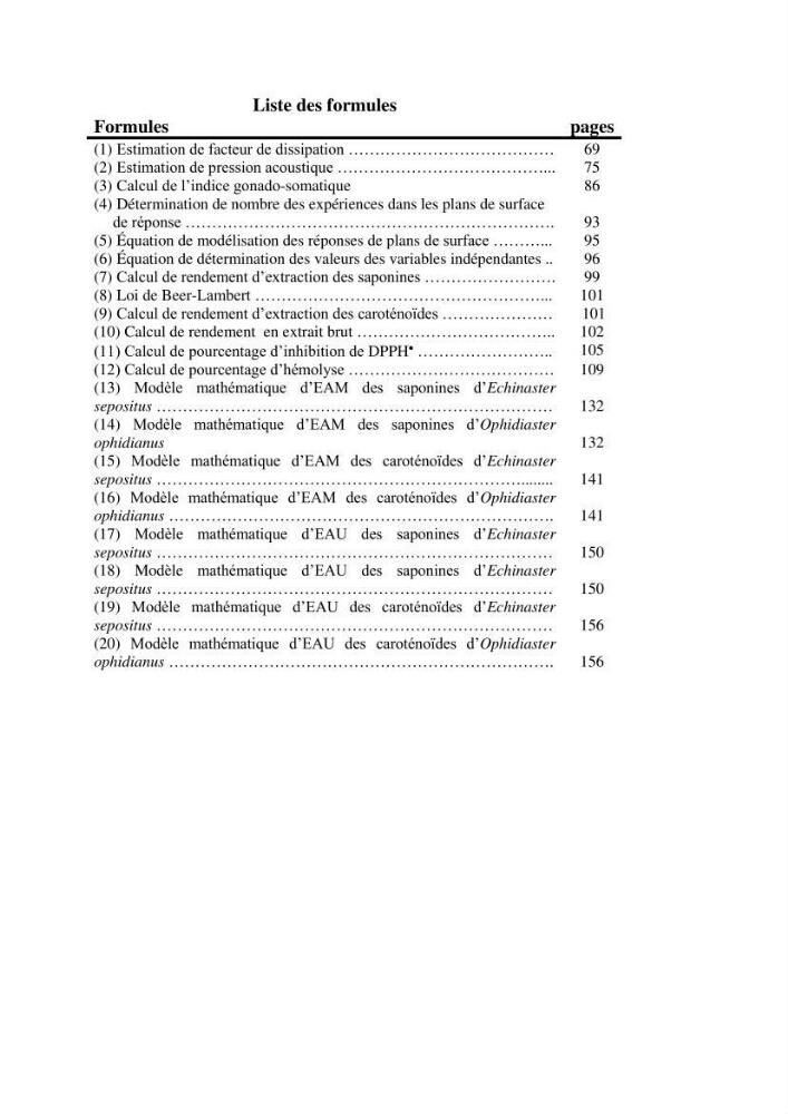 Optimisation des conditions d’extraction par micro-ondes et ultrasons des saponines et des caroténoïdes de deux Échinodermes Astéroidea de la marge algérienne (Echinaster sepositus et Ophidiaster ophidianus) et étude de leurs activités biologiques
