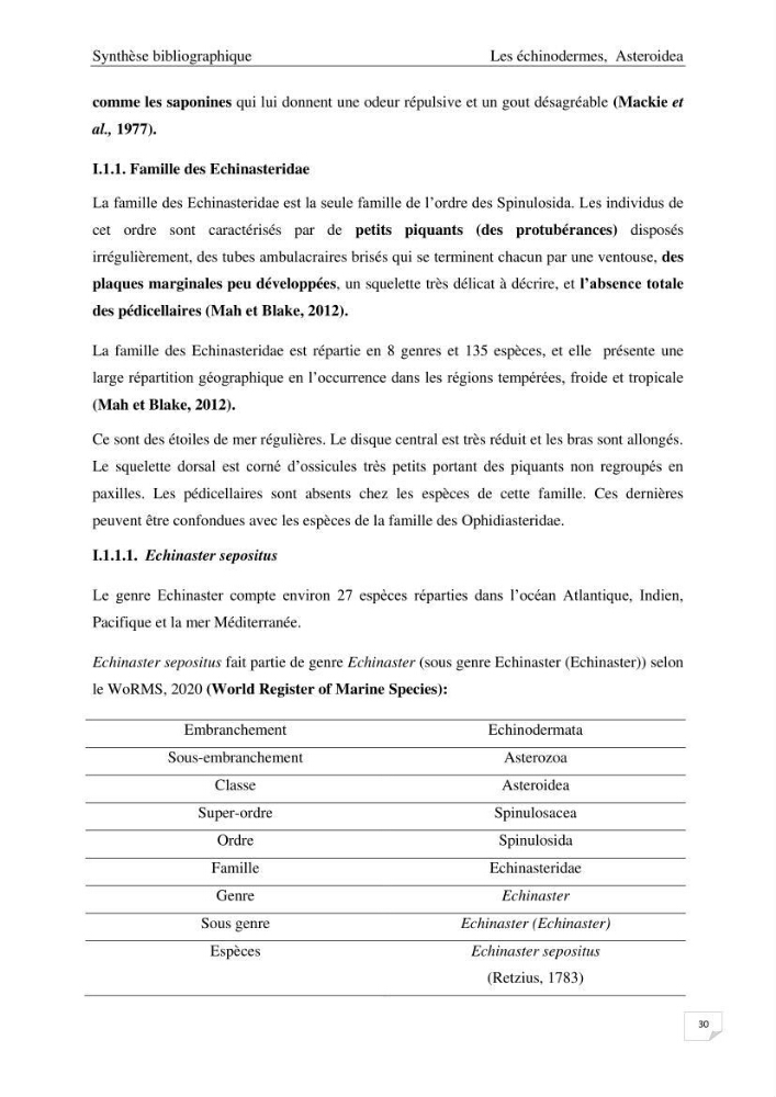 Optimisation des conditions d’extraction par micro-ondes et ultrasons des saponines et des caroténoïdes de deux Échinodermes Astéroidea de la marge algérienne (Echinaster sepositus et Ophidiaster ophidianus) et étude de leurs activités biologiques