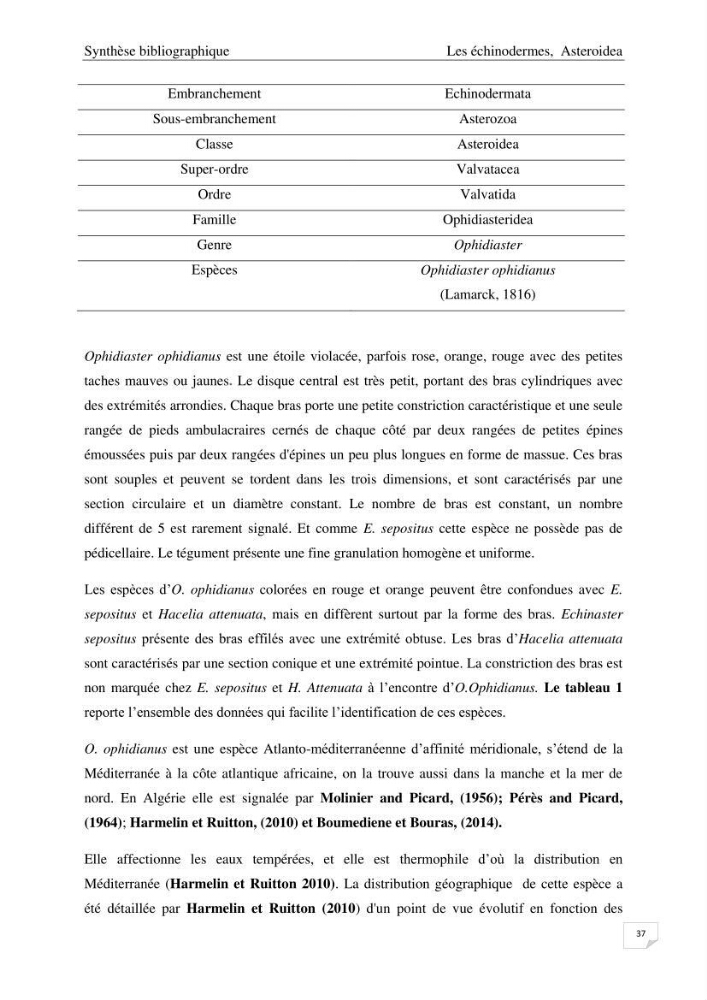 Optimisation des conditions d’extraction par micro-ondes et ultrasons des saponines et des caroténoïdes de deux Échinodermes Astéroidea de la marge algérienne (Echinaster sepositus et Ophidiaster ophidianus) et étude de leurs activités biologiques