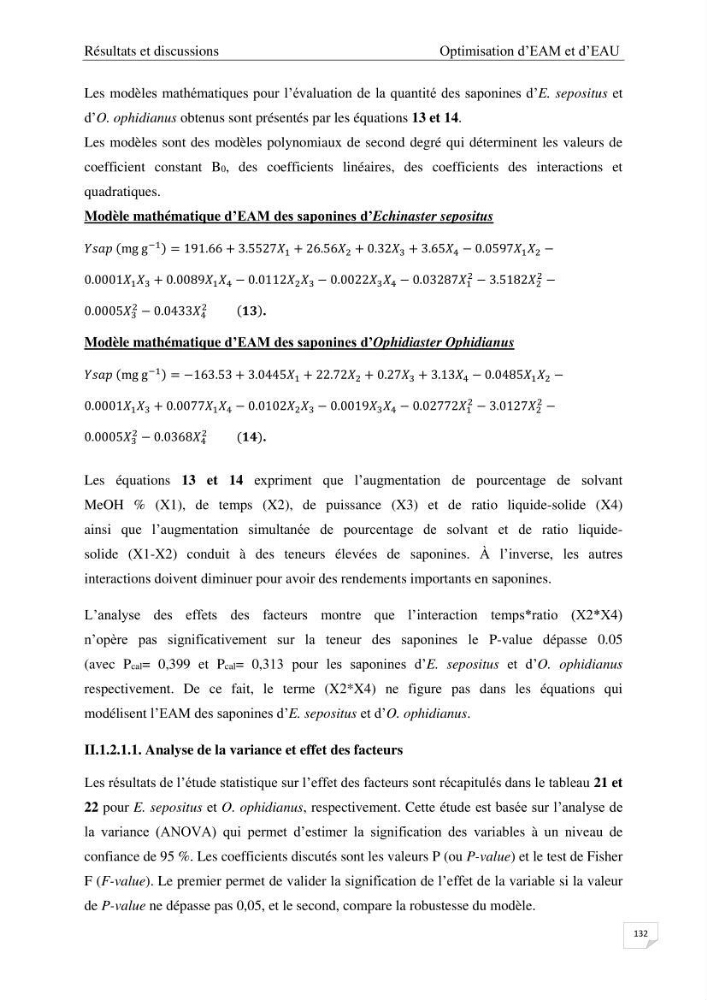 Optimisation des conditions d’extraction par micro-ondes et ultrasons des saponines et des caroténoïdes de deux Échinodermes Astéroidea de la marge algérienne (Echinaster sepositus et Ophidiaster ophidianus) et étude de leurs activités biologiques
