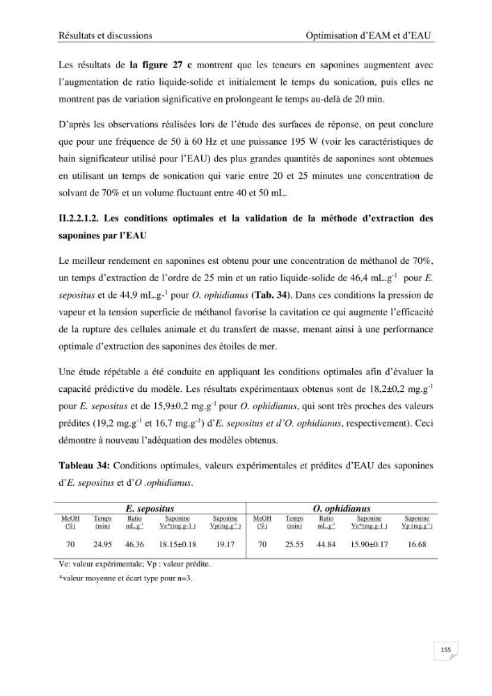 Optimisation des conditions d’extraction par micro-ondes et ultrasons des saponines et des caroténoïdes de deux Échinodermes Astéroidea de la marge algérienne (Echinaster sepositus et Ophidiaster ophidianus) et étude de leurs activités biologiques
