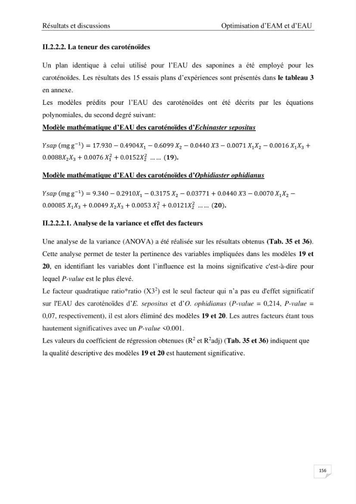 Optimisation des conditions d’extraction par micro-ondes et ultrasons des saponines et des caroténoïdes de deux Échinodermes Astéroidea de la marge algérienne (Echinaster sepositus et Ophidiaster ophidianus) et étude de leurs activités biologiques