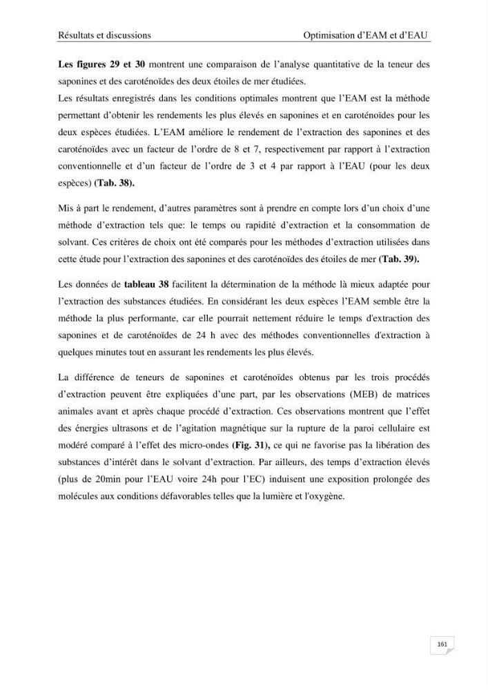 Optimisation des conditions d’extraction par micro-ondes et ultrasons des saponines et des caroténoïdes de deux Échinodermes Astéroidea de la marge algérienne (Echinaster sepositus et Ophidiaster ophidianus) et étude de leurs activités biologiques