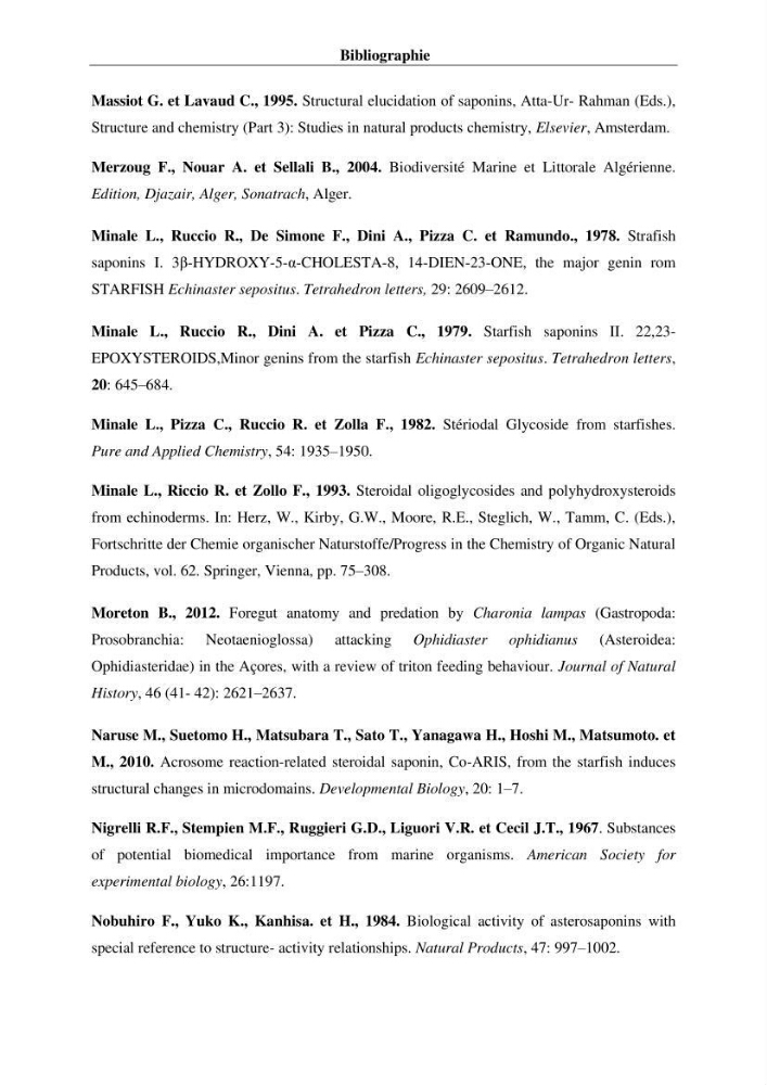 Optimisation des conditions d’extraction par micro-ondes et ultrasons des saponines et des caroténoïdes de deux Échinodermes Astéroidea de la marge algérienne (Echinaster sepositus et Ophidiaster ophidianus) et étude de leurs activités biologiques
