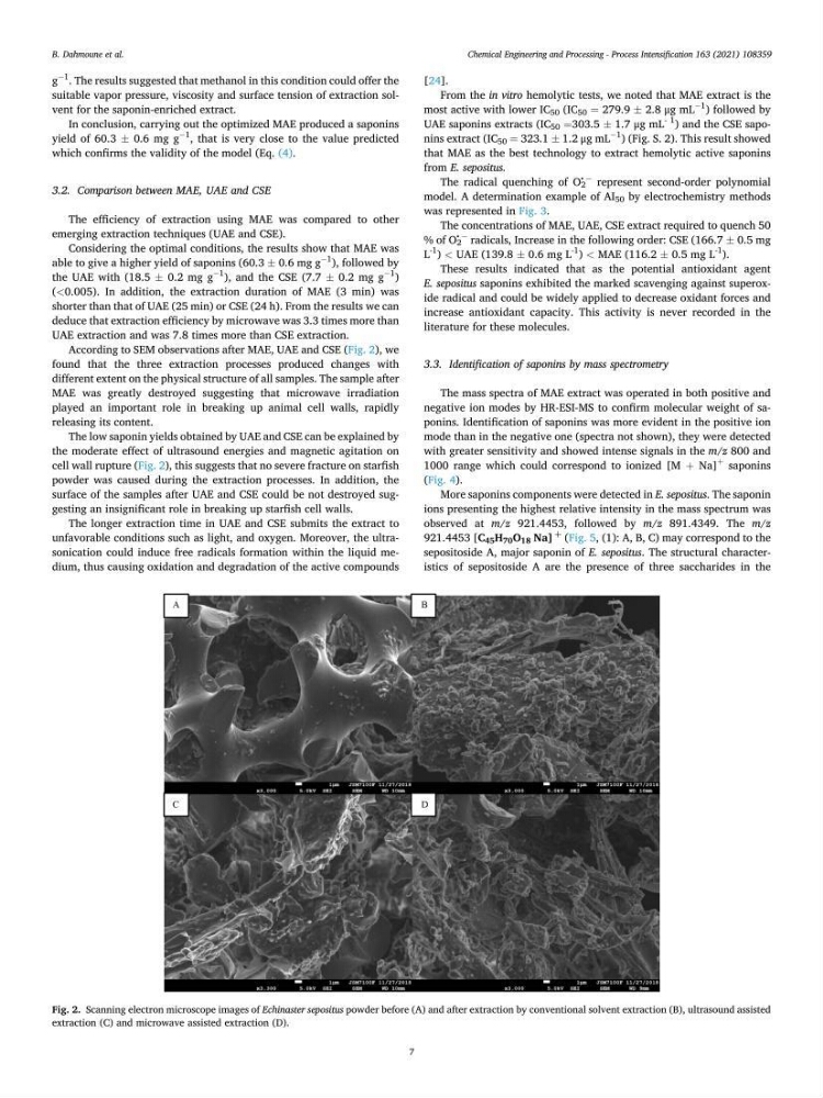 Optimisation des conditions d’extraction par micro-ondes et ultrasons des saponines et des caroténoïdes de deux Échinodermes Astéroidea de la marge algérienne (Echinaster sepositus et Ophidiaster ophidianus) et étude de leurs activités biologiques