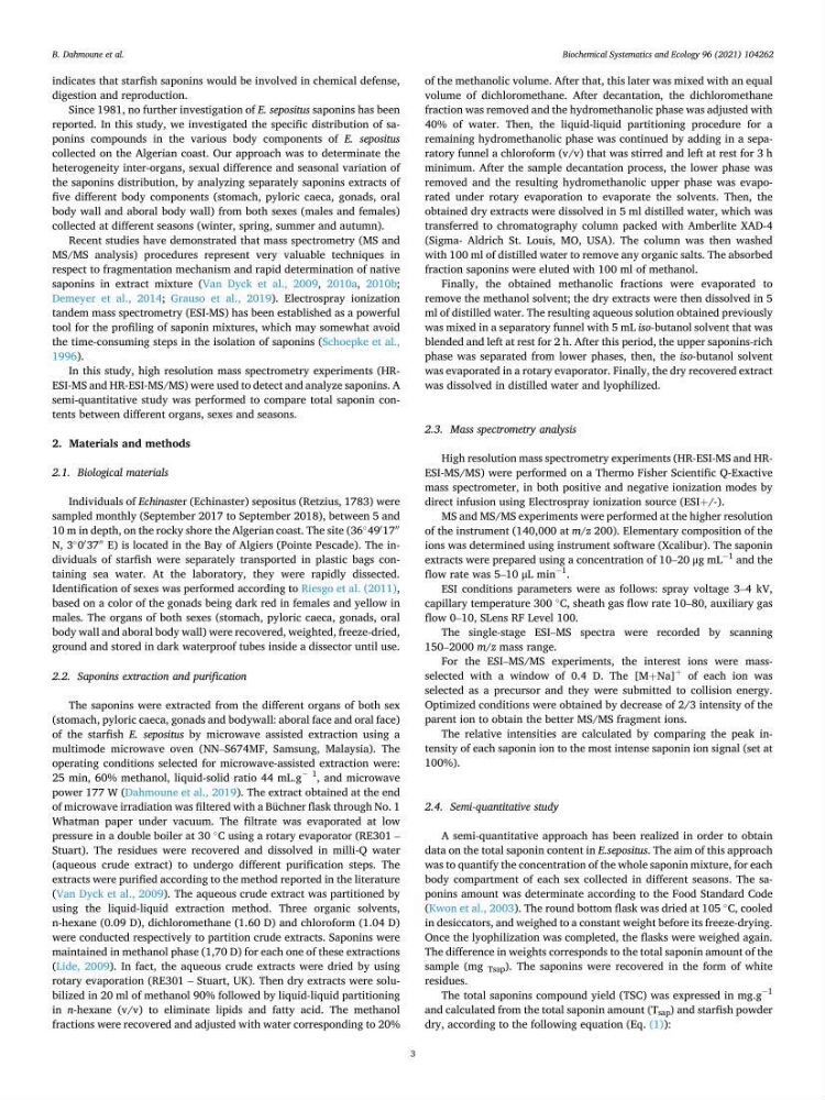 Optimisation des conditions d’extraction par micro-ondes et ultrasons des saponines et des caroténoïdes de deux Échinodermes Astéroidea de la marge algérienne (Echinaster sepositus et Ophidiaster ophidianus) et étude de leurs activités biologiques