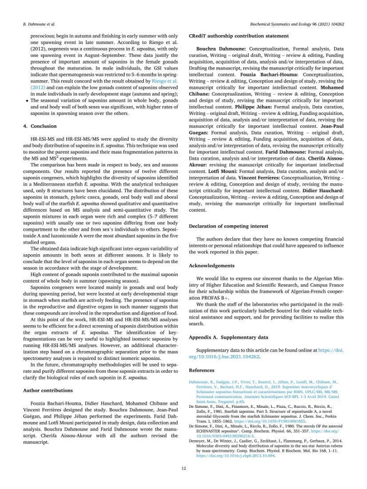 Optimisation des conditions d’extraction par micro-ondes et ultrasons des saponines et des caroténoïdes de deux Échinodermes Astéroidea de la marge algérienne (Echinaster sepositus et Ophidiaster ophidianus) et étude de leurs activités biologiques