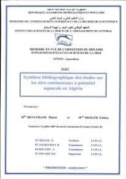 Synthèse bibiographique des études les sites continentaux à ponteniel aquacole en Algérie