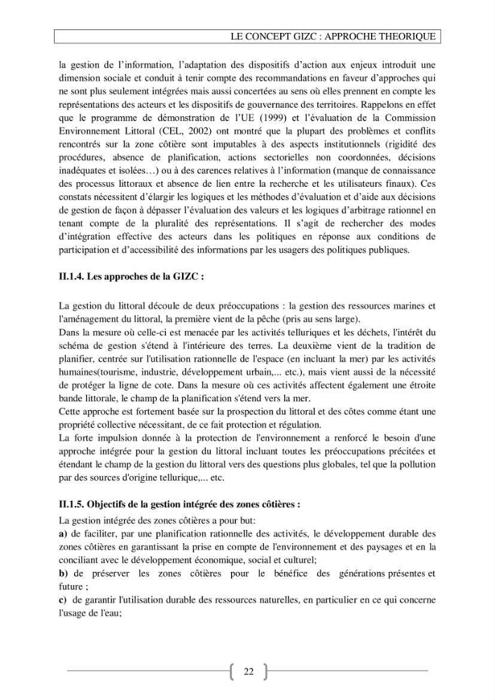 Approche empirique du contexte de gestion de la zone côtière El Marsa - Réghaia