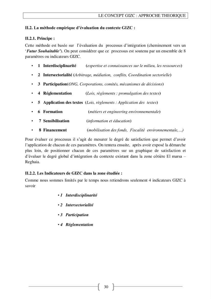 Approche empirique du contexte de gestion de la zone côtière El Marsa - Réghaia