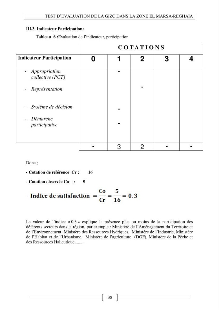 Approche empirique du contexte de gestion de la zone côtière El Marsa - Réghaia