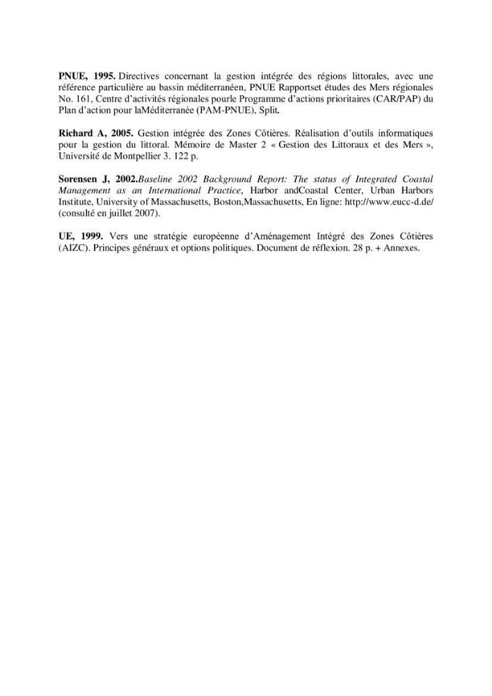 Approche empirique du contexte de gestion de la zone côtière El Marsa - Réghaia