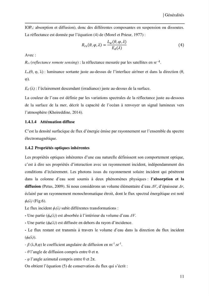Conception des algorithmes empiriques pour l\'estimation de la chlorophylle-a et la turbidité dans la baie de Bou-Ismail: