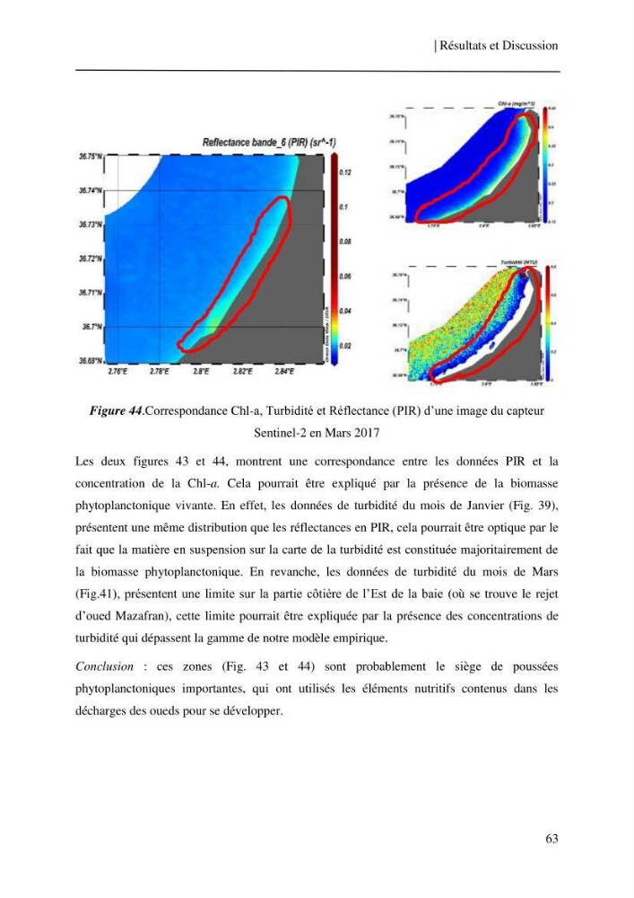 Conception des algorithmes empiriques pour l\'estimation de la chlorophylle-a et la turbidité dans la baie de Bou-Ismail:
