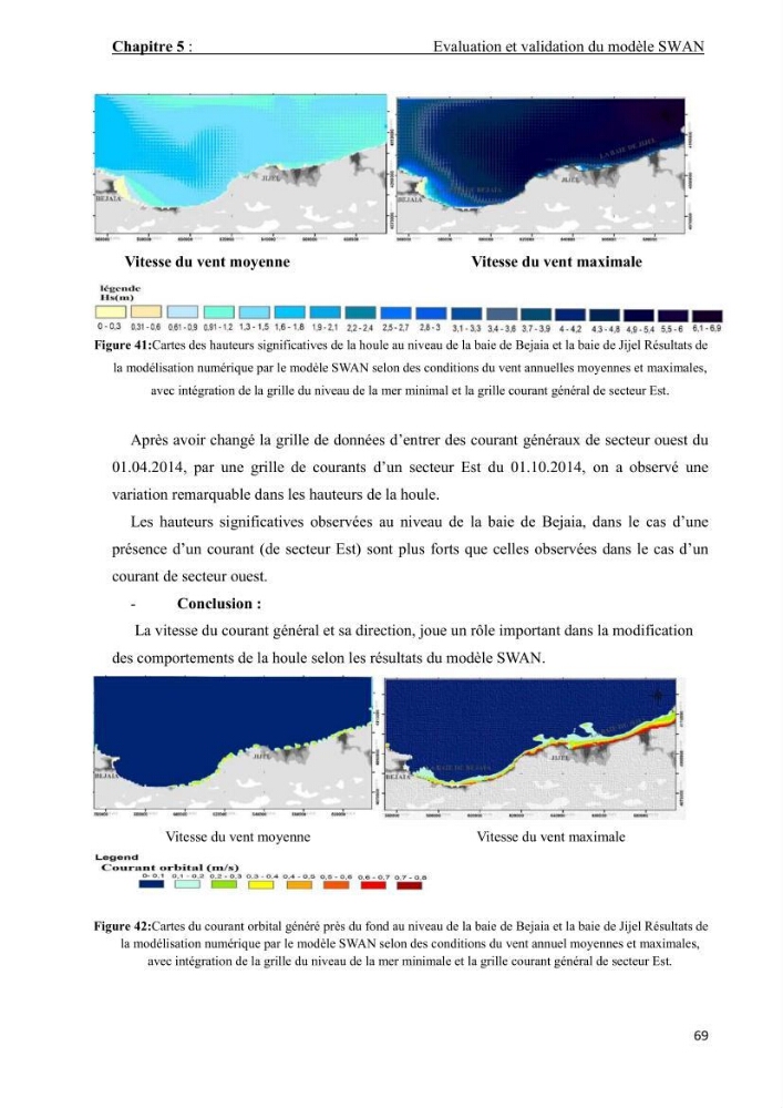 Contribution à la recherche des zones à fort potentiel d\'énergie houlomotrice à base d\'un modèle hydrodynamique