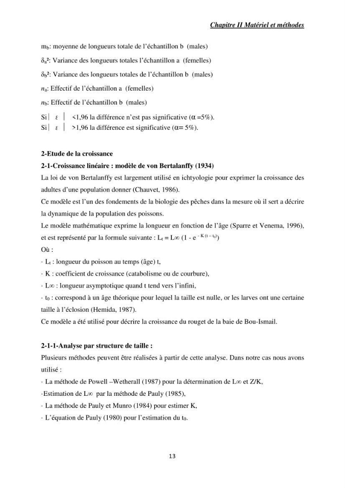 Contribution à l’étude de la croissance et l\'exploitation de Mullusbarbatus (Linné,1758) dans la baie de Bou-Ismail