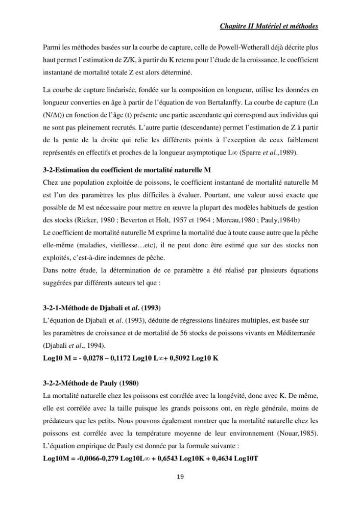 Contribution à l’étude de la croissance et l\'exploitation de Mullusbarbatus (Linné,1758) dans la baie de Bou-Ismail