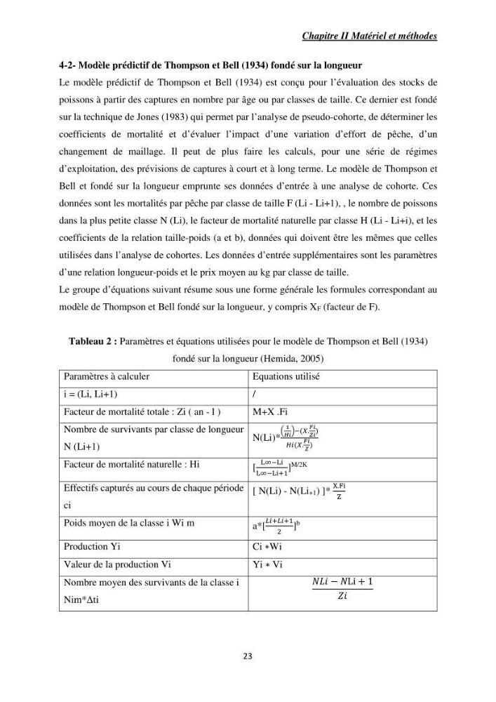 Contribution à l’étude de la croissance et l\'exploitation de Mullusbarbatus (Linné,1758) dans la baie de Bou-Ismail