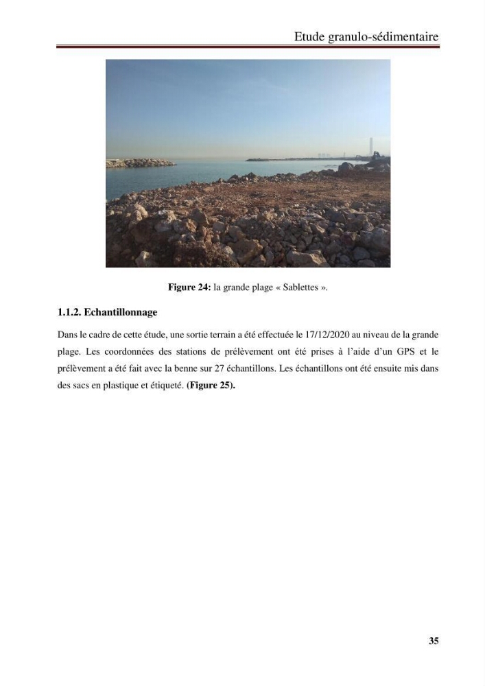 Impact des infrastructures de protection littorale sur l’évolution morphodynamique de la région centre de la baie d’Alger « site des Sablettes : la grande plage »: