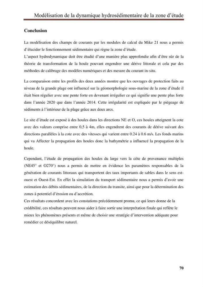Impact des infrastructures de protection littorale sur l’évolution morphodynamique de la région centre de la baie d’Alger « site des Sablettes : la grande plage »: