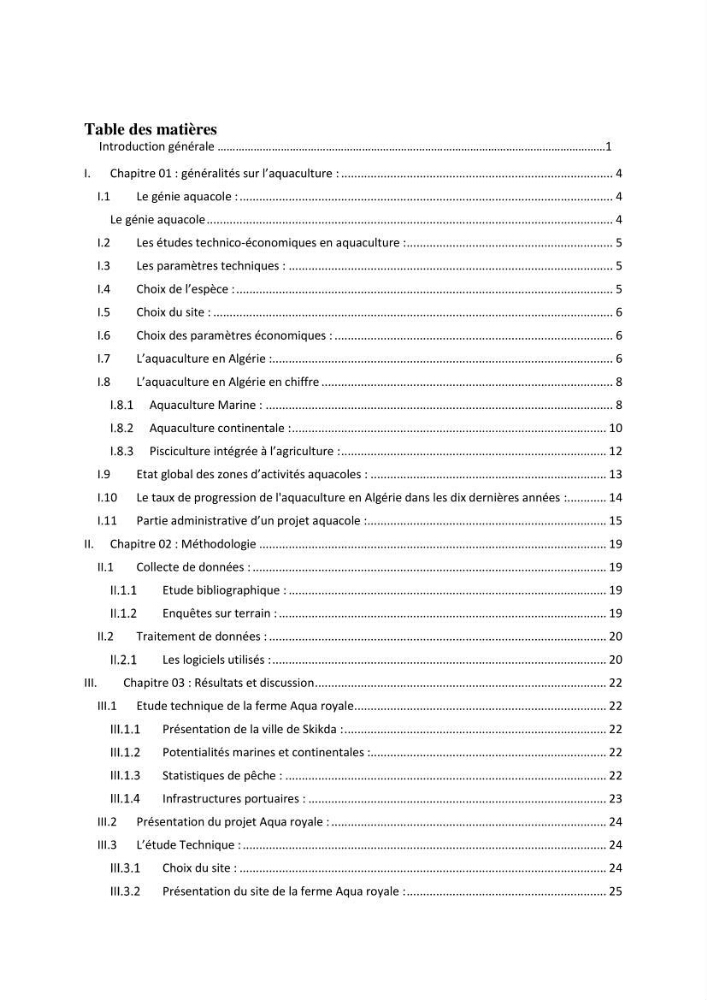 Etude Technico-économique et écologique de contribution des projets aqucoles au dévloppment durable en Algérie