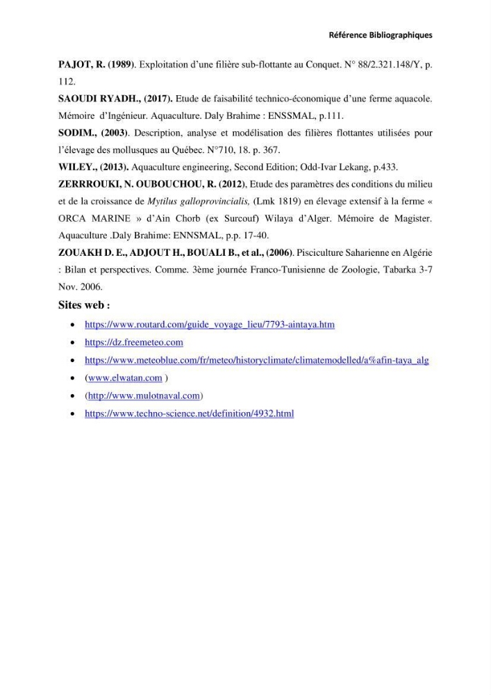 Etude Technico-économique et écologique de contribution des projets aqucoles au dévloppment durable en Algérie