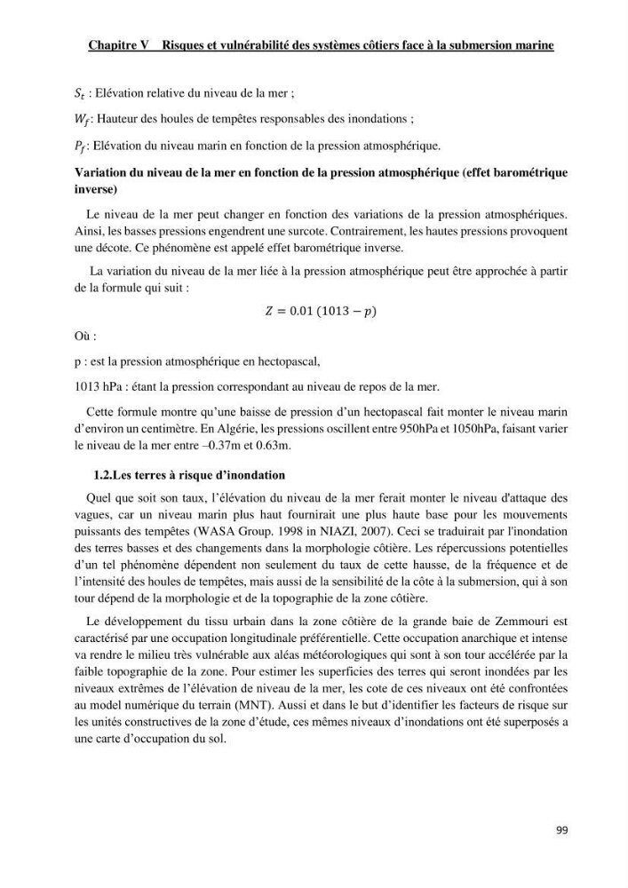 Changement climatique et risques côtiers dans la métropole algéroise.