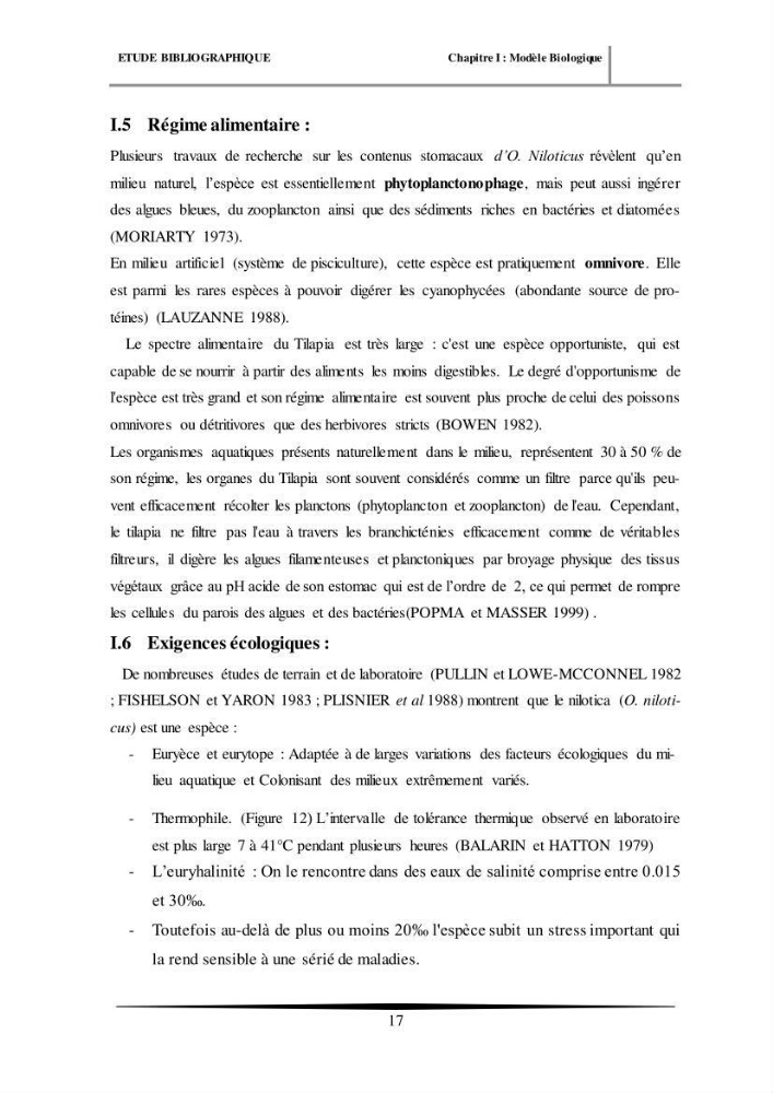 Essais d’élevage de Tilapia Nilotica en système biofloc : Effet sur la croissance, la reproduction et les paramètres du milieu
