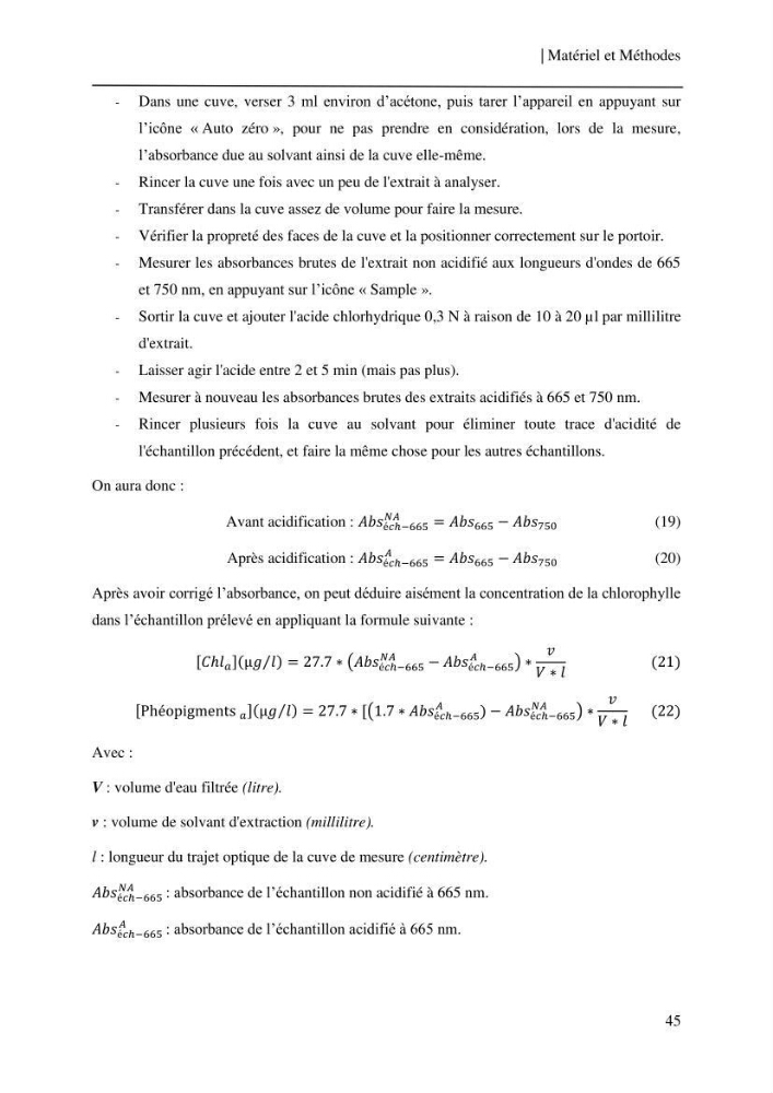Conception des algorithmes empiriques pour l\'estimation de la chlorophylle-a et la turbidité dans la baie de Bou-Ismail