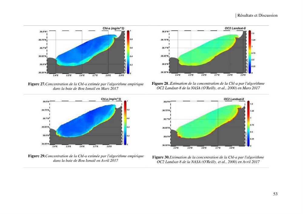 Conception des algorithmes empiriques pour l\'estimation de la chlorophylle-a et la turbidité dans la baie de Bou-Ismail