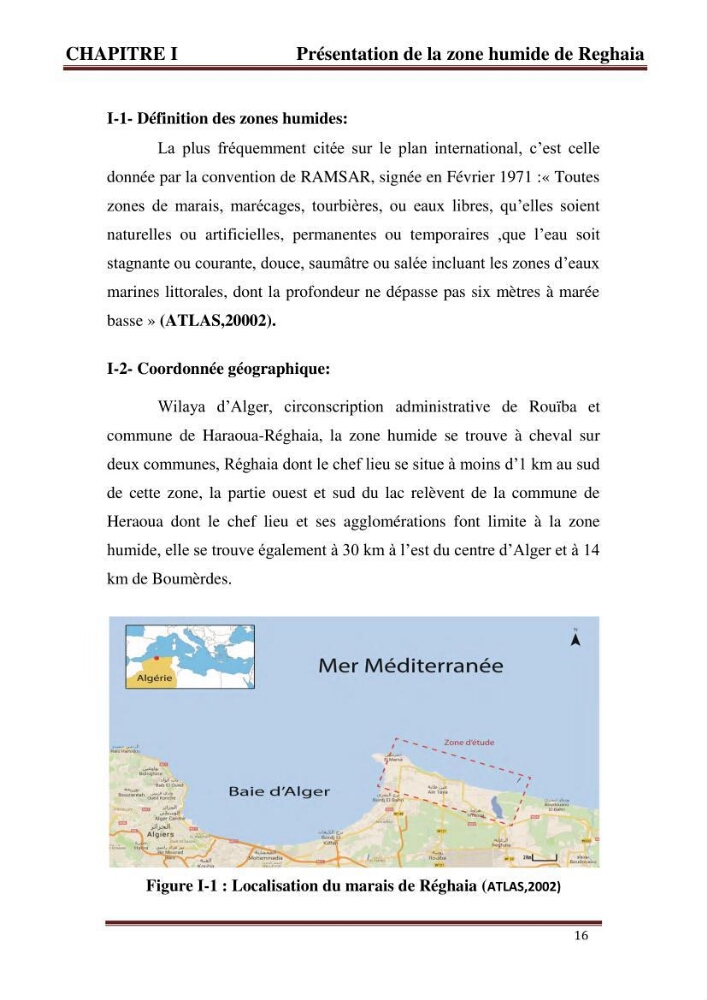 Contribution a l\'évaluation du degré de pollution des eaux du lac de reghaia et proposition des procédés de traitement électrochimique et membranire :