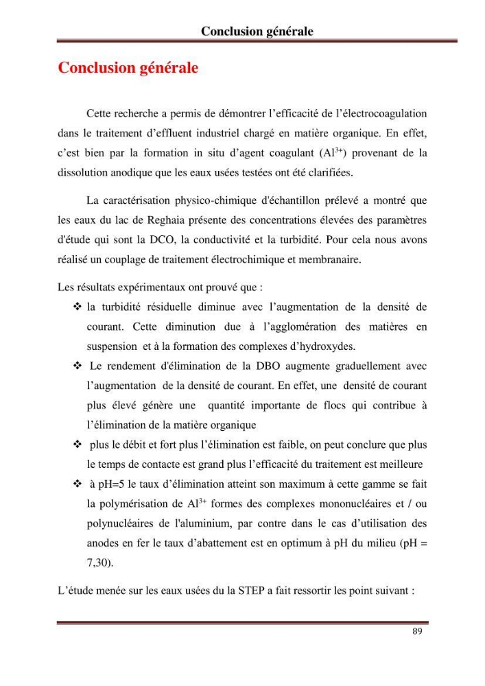 Contribution a l\'évaluation du degré de pollution des eaux du lac de reghaia et proposition des procédés de traitement électrochimique et membranire :