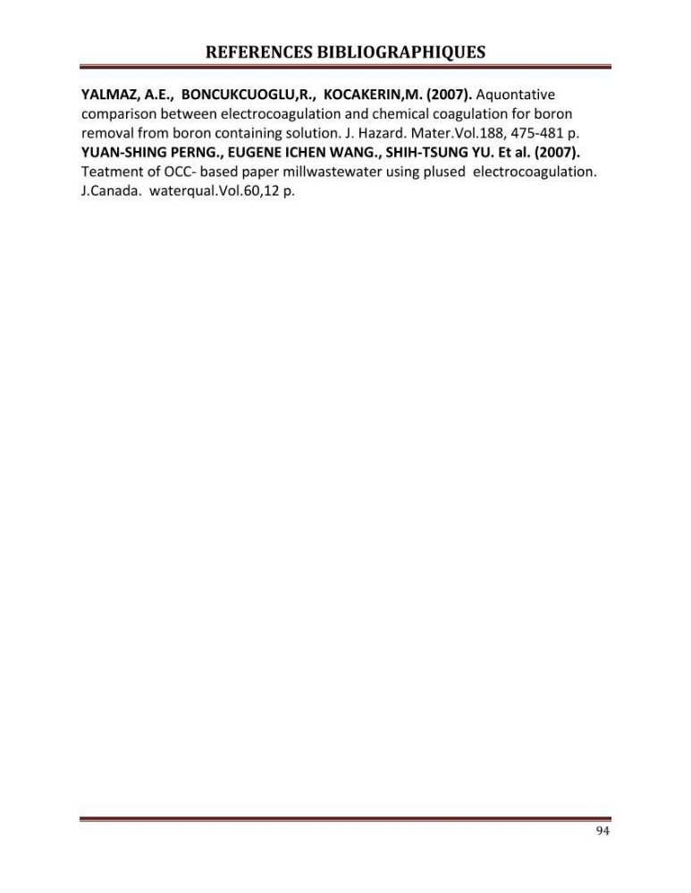 Contribution a l\'évaluation du degré de pollution des eaux du lac de reghaia et proposition des procédés de traitement électrochimique et membranire :