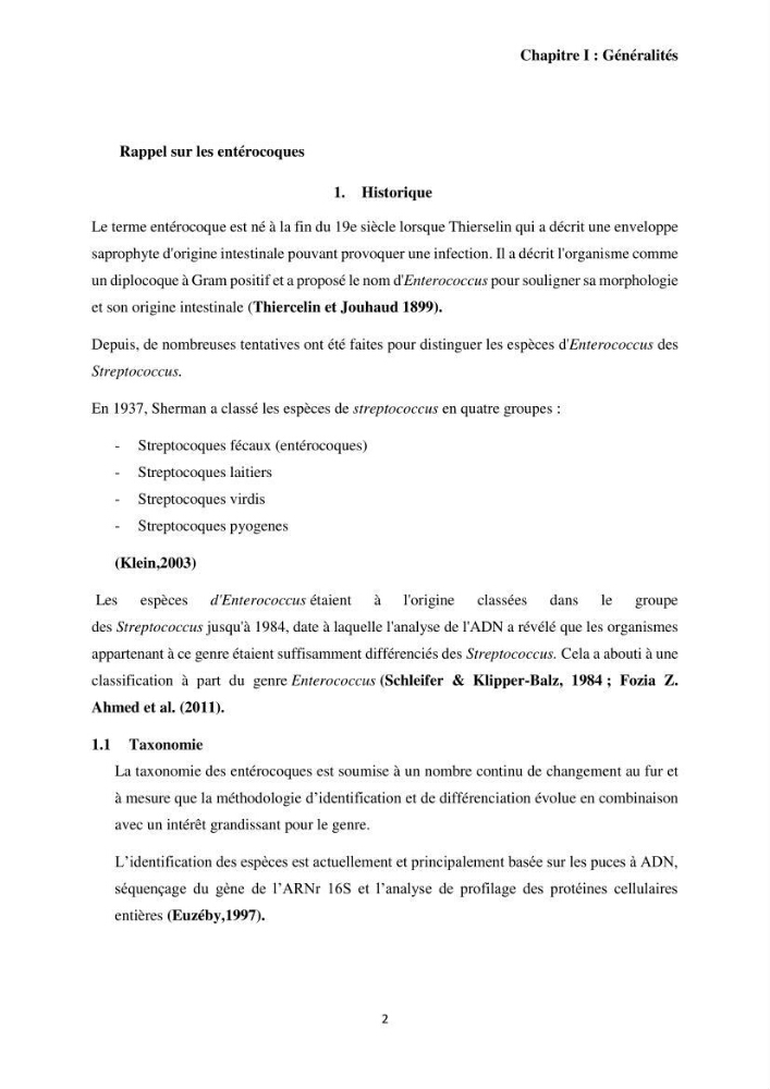 Caractérisation et évaluation de la virulence et de la résistance aux antibiotiques chez les entérocoques isolés dans le milieu marin