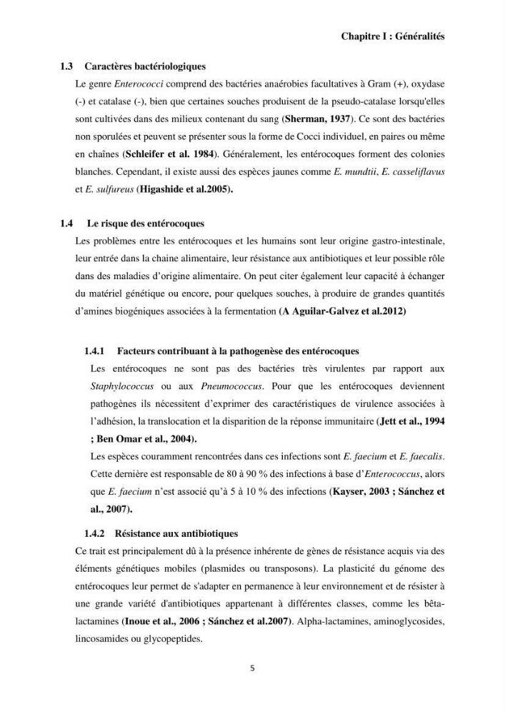 Caractérisation et évaluation de la virulence et de la résistance aux antibiotiques chez les entérocoques isolés dans le milieu marin